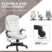 6 Point Vibrating Massage Office Chair with Heat, Velvet High Back Executive Office Chair with Reclining Backrest, Padded Armrests and Remote, Cream White