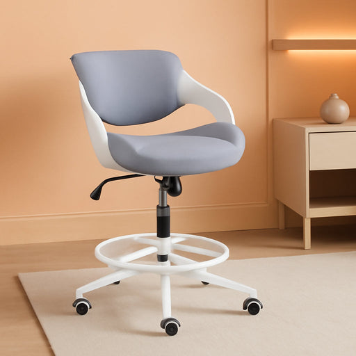 Ergonomic Drafting Chair,Standing Computer Desk Chair,Foot Ring,Lumbar Support,Swivel Task Chair -Grey