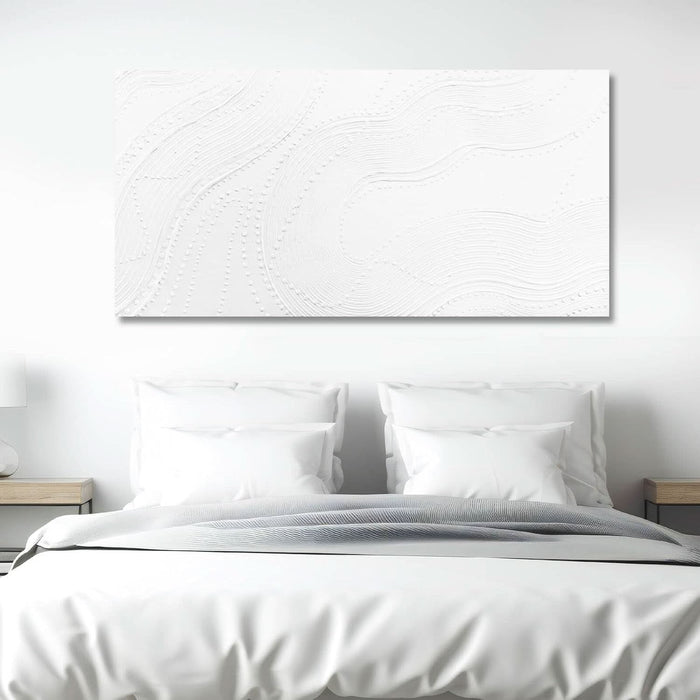 White Abstract Canvas Wall Art for Living Room Minimalist Home Decor Textured Wall Decor Line Art Oil Painting for Bedroom Dining Room 24X48 Inch