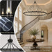 70" 24-Light Black Wagon Wheel Chandelier for High Ceilings Living Room