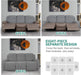 8 Pieces Stretch Recliner Sofa Cover Latest Jacquard Reclining Couch Cover with Side Pocket Anti-Slip Fitted 3 Cushion Furniture Slipcovers with Elastic Bottom (Sofa Recliner, Light Gray)