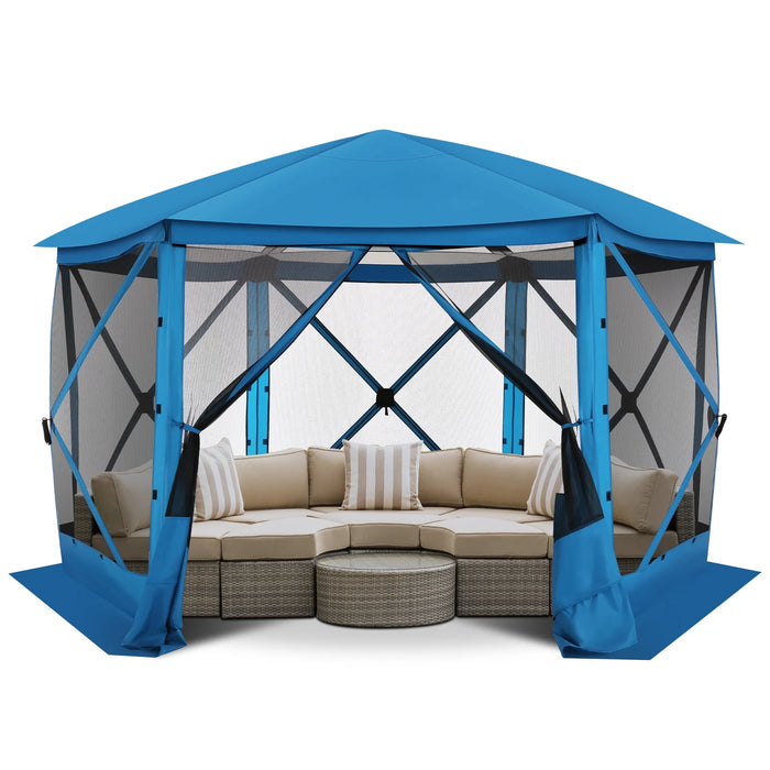 Pop up Gazebo Starry Sky Screen Tent Screen House with a Mesh Top for Camping, 12X12 Screen Room with Mosquito Netting, Hub Tent Instant Screened Canopy with Carrying Bag, Blue