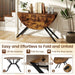 Folding Dining Table for 4, 47" round Kitchen Table for Small Space | Drop Leaf Kitchen Table W/Sturdy Metal Frame, Space-Saving Expandable Dinner Table for Dinette, Living Room, Apartment, Brown