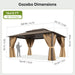 12X16Ft Hardtop Gazebo, Metal Frame with Double Galvanized Steel Roof, Permanent Outdoor Pergola with Curtains and Netting Included for Backyard, Patio, Lawn and Garden, Brown