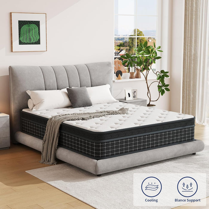 Queen Mattress, 12 Inch Queen Size Mattresses in a Box, Individually Wrapped Pocket Coils for Isolate Motion,Pressure Relief, Certipur-Us Certified, Support Comfort & Medium Firm