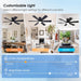 Ceiling Fans with Lights,46" Low Profile Ceiling Fan with Light and Remote Control,Flush Mount, Reversible, Dimmable, Noiseless, Black Ceiling Fan for Bedroom