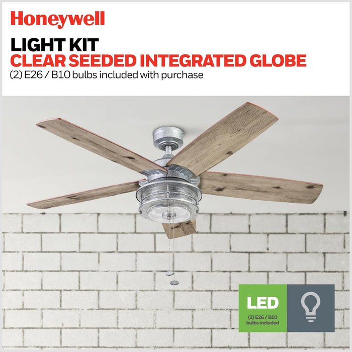 Ceiling Fans Foxhaven Farmhouse 52 Inch Ceiling Fan with Light, Outdoor Fan/Indoor Dual-Mount LED Ceiling Fan, 5 Blades, Ebony and Silver Oak Blade Finish Options, Galvanized (51631-01)