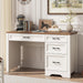 Farmhouse Executive Desk with Drawers, Home Office Desk with File Drawer, Wood Computer Desk with Ample Storage, Rustic Office Desk with Spacious Tabletop for Work, White