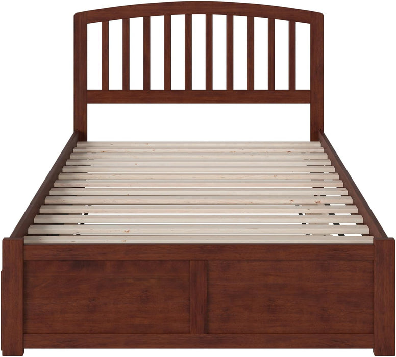 , Richmond Full Platform Bed with Footboard & Full Trundle, Walnut