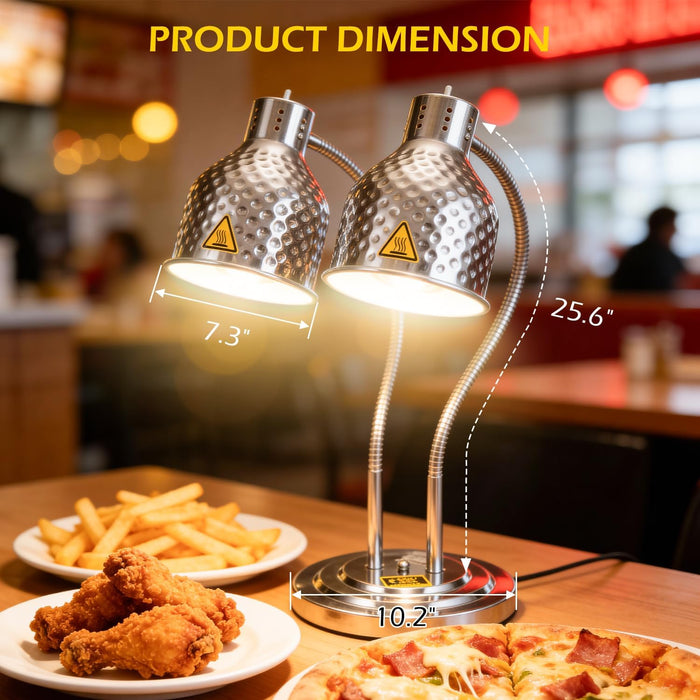 CommercialGrade FoodHeatLamp TwoHead 500W BuffetWarmer