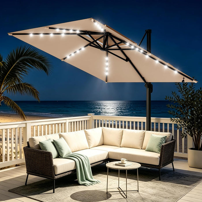 Cantilever Patio Umbrella with Solor Lights