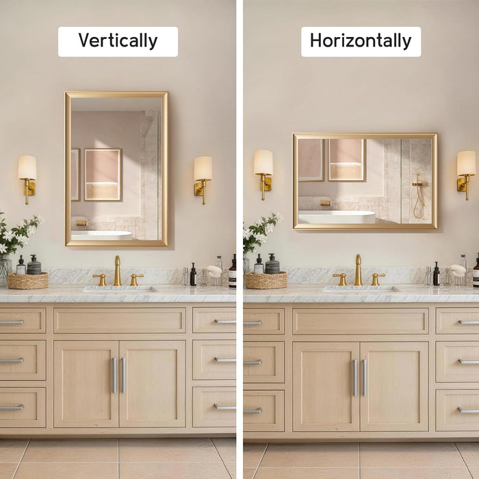 2 Pack Brushed Gold Bathroom Mirrors for over Sink, 24X36 Inch
