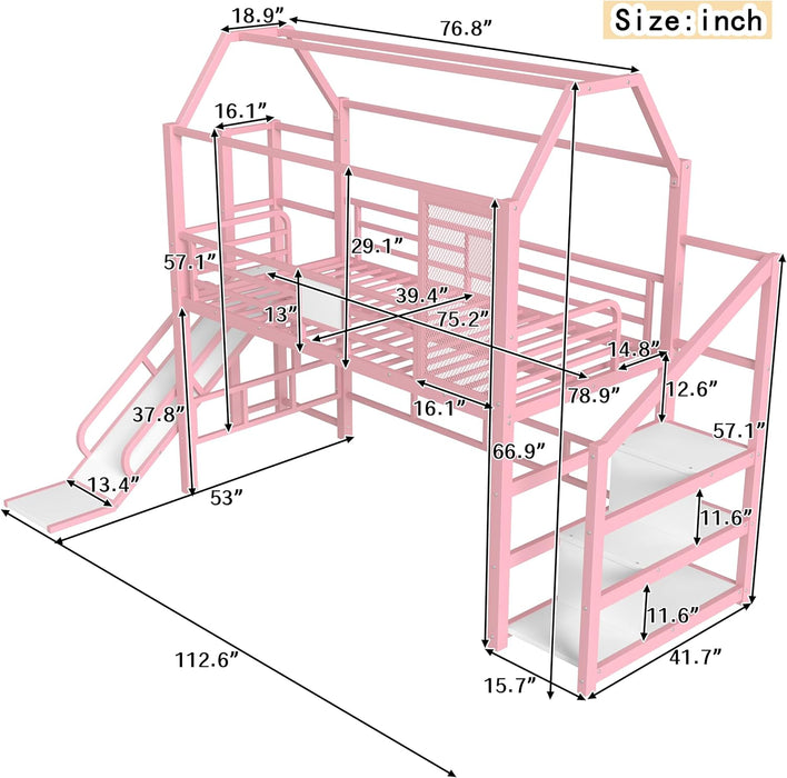 Twin IndustrialStrength Loft Bed With Integrated Slide