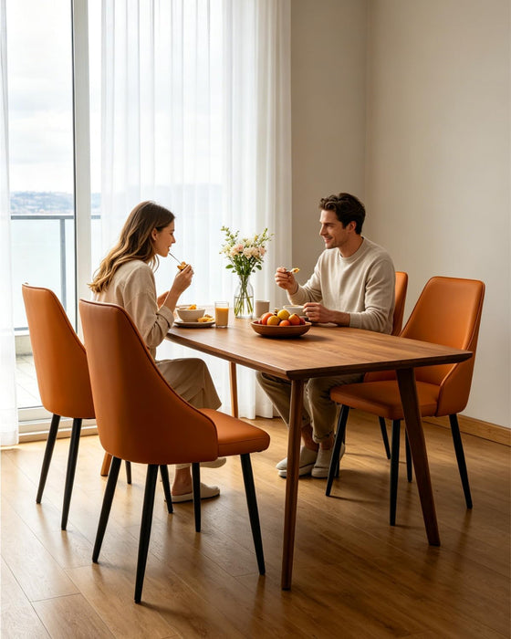 Dining Chairs Velvet Side Chairs with Wood-Grain Metal Legs, Curved Backrest Kitchen Chairs for Apartment, Bedroom,Home Bar,Living Space