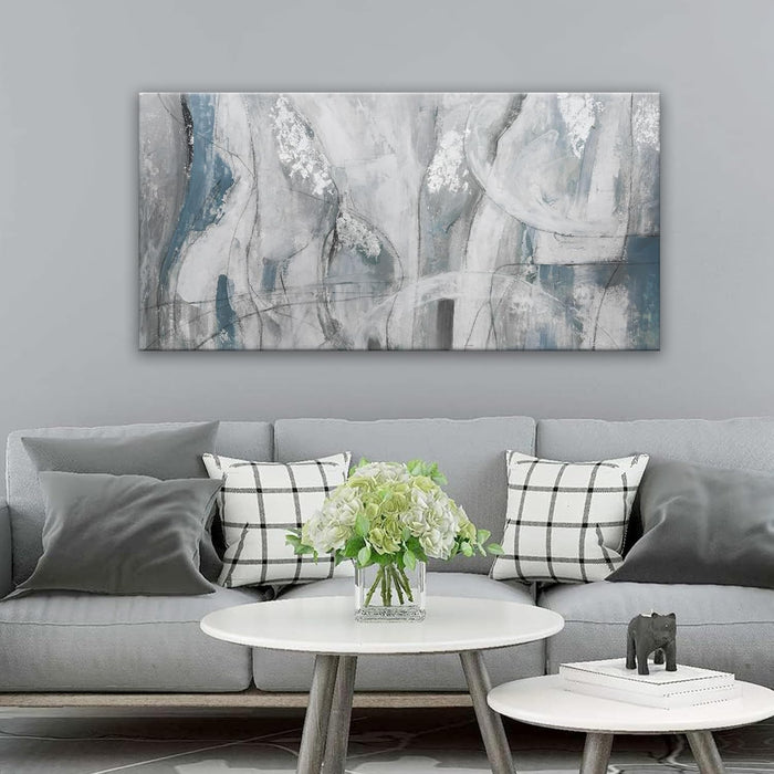Abstract Wall Art Ready to Hang White Wall Art Modern Fantasy Paintings Blue White Abstract Wall Decor Prints Canvas Art Wall Decor Painting for Bedroom Office Decoration 20" X 40"