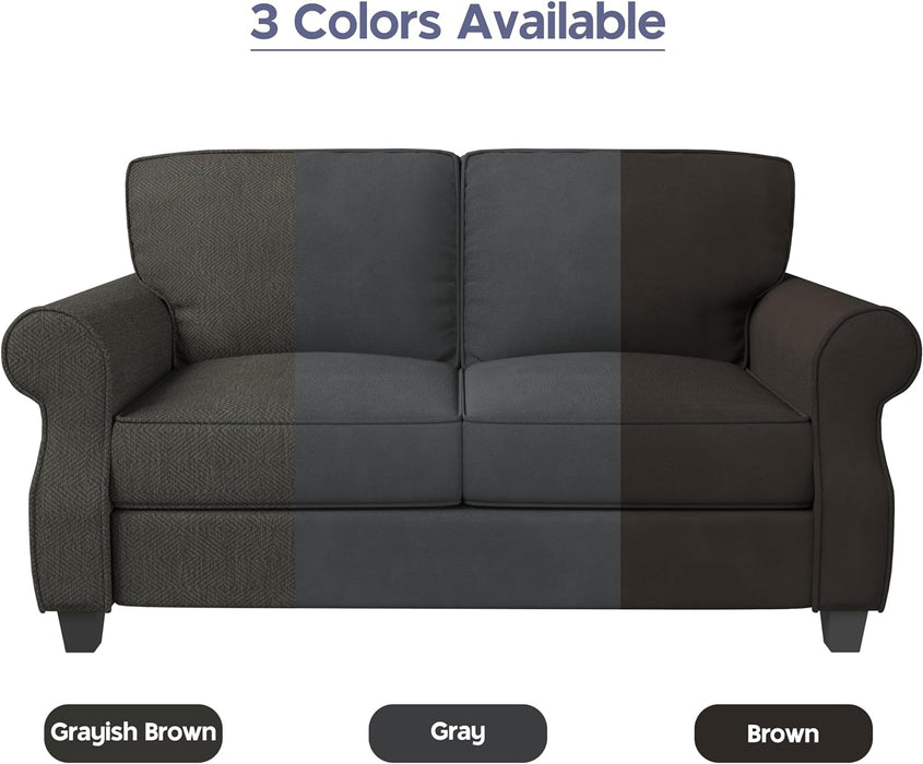 Brown Velvet Loveseat (56")