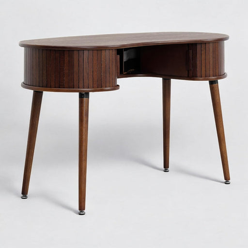 Ripple Desk Dark Walnut VerticalGroove Concealed Drawers