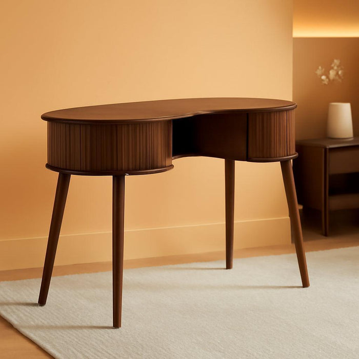 Ripple Desk Dark Walnut VerticalGroove Concealed Drawers