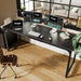 Computer Desk, 70 Inch Office Desk, Gaming Desk with Storage, Writing Desk Work Desk for Home Office, Study, Long Simple Desk, Large Legroom, Metal Frame, Black