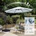 10FT Cantilever Patio Umbrella with Base Included, 360° Rotation Outdoor Offset Umbrella Bonus Fix Frame & Weights Bag for Backyard, Deck, Poolside (Gray)