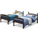 Hardwood Twin Bunk Beds with Inclined Ladder and Safety Guardrails