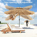 9 Ft Thatched Patio Umbrella, 2 Tier Hawaiian Style Grass Beach Umbrella with 32 Led Lights, Center Light, Solar Tiki Umbrella with 8 Ribs, Tilt Adjustment, Manual Crank for Backyard Pool