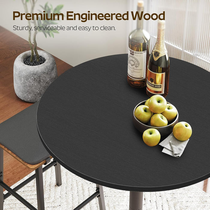 Round Counterheight Bar Table Set Industrial Black