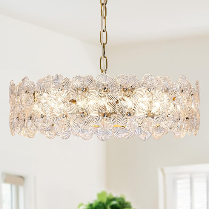 Stunning Gold Glass Flower Chandelier Lights 20Inch