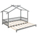 Extendable House Bed Twin to King Daybed with Roof and Fence Rails