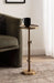 Engles Traditional Adjustable-Height Pedestal Drink Table, 10 X 10 X 30, Polished Brass, Vintage round Living Room Pedestal Table for Indoor Plant Stand with Protective Tabletop Lip