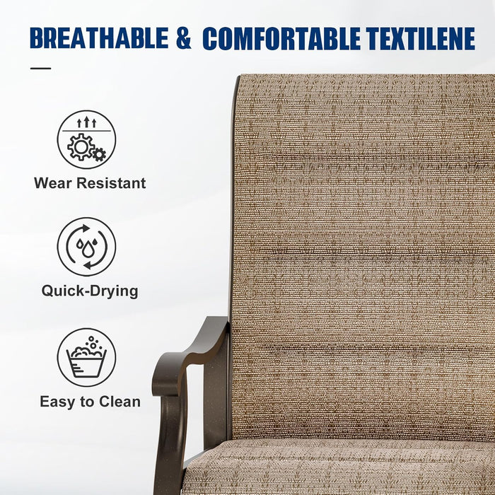 Patio Swivel Chairs Set of 4,Padded High Back Outdoor Chairs,Brown