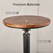 Industrial Bar Table 38.6"-48.4" Height Adjustable Swivel round Wood Tabletop 23.7" Dia, Kitchen Dining Office Coffee Bistro Pub Table