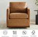 Swivel Accent Chair, Faux Leather FSC Certified Mid Century Modern Arm Chair for Living Room and Bedroom, Fully Assembled, Saddle Brown