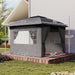 11' X 11' Outdoor Gazebo Arc Patio Gazebo Canopy Shelter with UV Protection, Curtains, Church Windows, Double Roof, Galvanized Steel Frame for Lawn, Backyard and Deck, Dark Gray