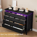 Black Dresser for Bedroom, 8 Drawer Dresser with LED Lights and Power Outlet, Closet Dressers Chests of Drawers, Double Wooden Dressers for Entryway, Hallway