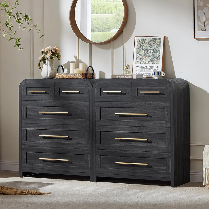 Chest of Drawers, Curved Dresser for Bedroom Small Dressers