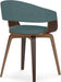 Lowell Mid Century Modern Bentwood Dining Chair in Light Turquoise Blue Linen Look Fabric, for the Dining Room