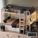 Wooden Twin over Twin Bunk Bed with Desk, Charging Station and LED Lights, Convertible Solid Wood Frame with Ladders and Drawers, Sturdy Wood Bunk Bed for Kids, Space-Saving (Twin over Twin)