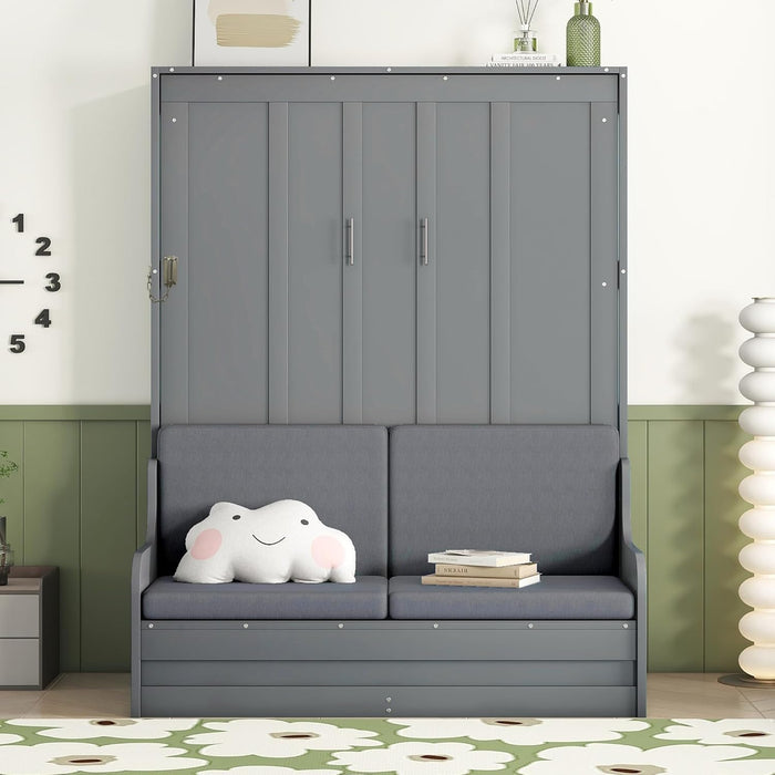 Queen Size SlateGray FoldableSpaceSaving Murphy Wall Bed