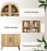 71" Modern Fluted Display Cabinet with Glass Door, Arched Curio Cabinet with Adjustable Shelf, Bookcase for Collectibles Books, Storage Cabinet for Living Room, Dining Room, Natural Oak