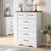 White Farmhouse Dresser for Bedroom, Modern 6 Chest of Drawers, 44" Tall Chest of Drawers W/Brushed Metal Handle, Wood Closet Organizers and Storage Cabinet for Bedroom, Living Room, Hallway