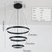 Modern LED Chandeliers Adjustable Hanging Black Pendant Light Fixture 3 Ring Flush Mount Chandeliers for Bedroom,Kitchen,Island Cafe