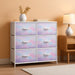 Kids Dresser with 6 Drawers - Storage Chest Organizer Nightstand - Steel Frame, Wood Top, Tie-Dye Fabric Bins for Clothes - Wide Furniture for Bedroom, Hallway, Nursery, Closet, & Apartment