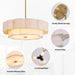 17.7 Inch Gold Layered Drum Chandelier FabricShade