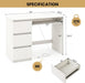 White Desk with 3 Storage Drawers & Built-In Charging Station, Home Office Desk with Keyboard Tray, PC Desk Study Writing Table, Vanity Table for Bedroom, Computer Workstation (White)