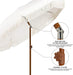 7Ft Patio Umbrella with Fringe Outdoor Tassel Umbrella UPF50+ Premium Steel Pole and Ribs Push Button Tilt, White Cream