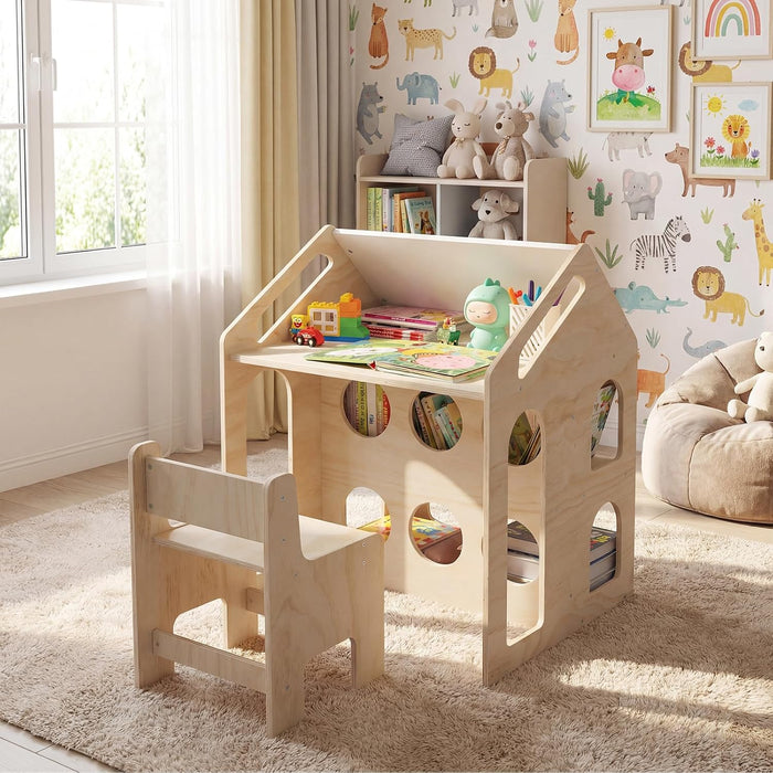 Playhouse Shaped Toddler Table And Chair Chalkboard