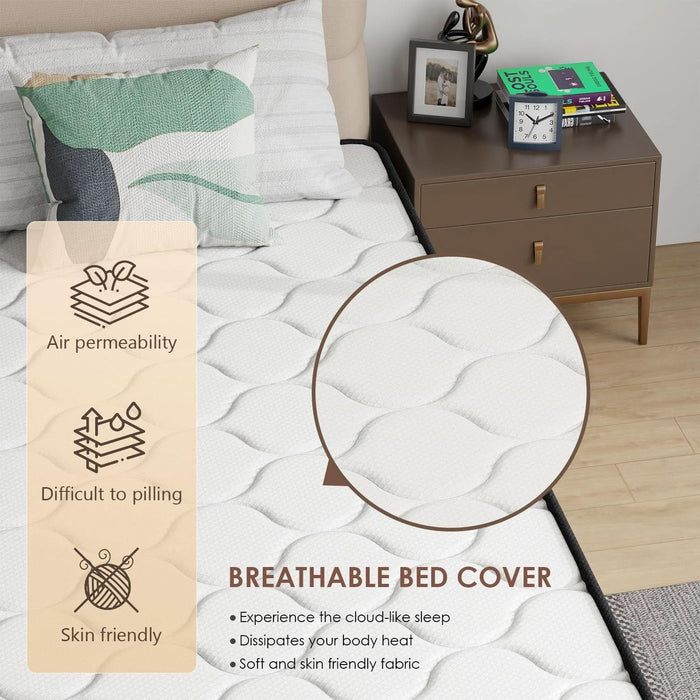 6 Inch Hybrid Mattress with Innerspring and Foam/Fiberglass Free/Medium Firm Spring Mattress/Twin Size Mattress in a Box/Certipur-Us Certified/Cool Sleep Pressure Relief