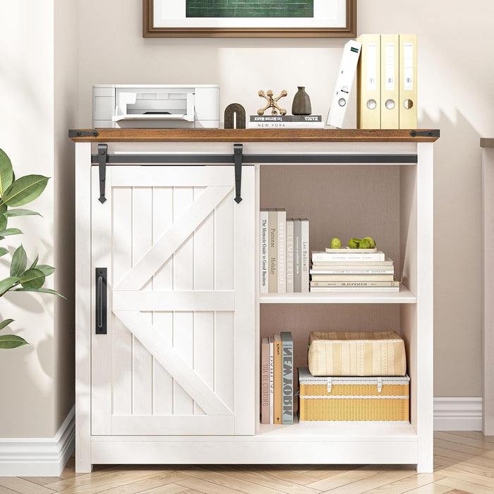 White Farmhouse Lateral File Cabinet Adjustable Shelves