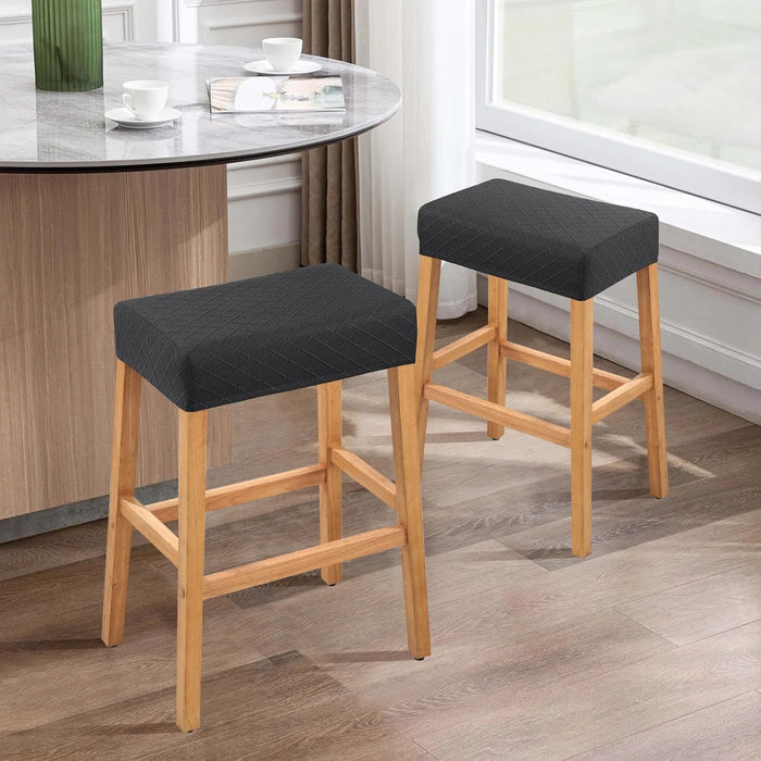 Stool Covers Rectangle - 2 Pack Stretch Waterproof Saddle Seat Cover Counter Bar Stools Bar Chairs Covers Kitchen Island Chairs Cushion Protector